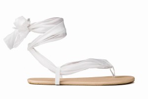 Beige Ahinsa Ribbon Ankle-tie Barefoot Women's Sandals | EHM5728TP