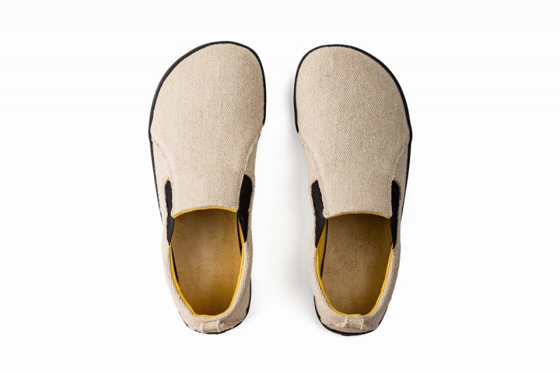 Beige Ahinsa Hemp Barefoot Women's Slip On Sneakers | PGW6642IV