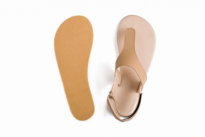 Beige Ahinsa Simple Barefoot Women's Sandals | MEK9745UT