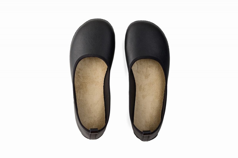 Black Ahinsa Ananda Narrow Barefoot Women's Ballet Flats | NRO7126JW