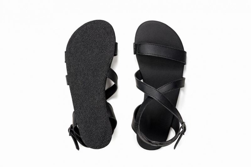 Black Ahinsa Hava Barefoot Women's Sandals | PUR9952YV