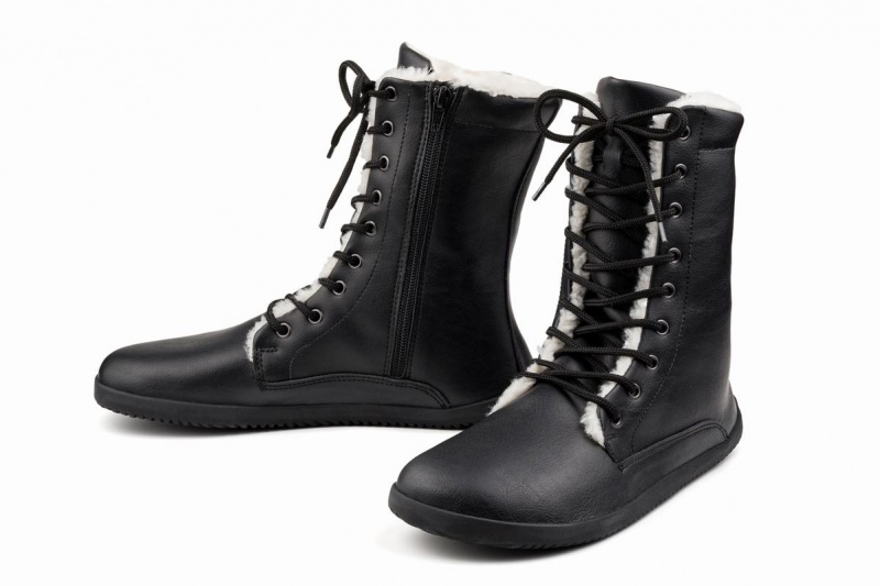 Black Ahinsa Jaya Zip-up Barefoot Women's Winter Boots | DSE8249CN