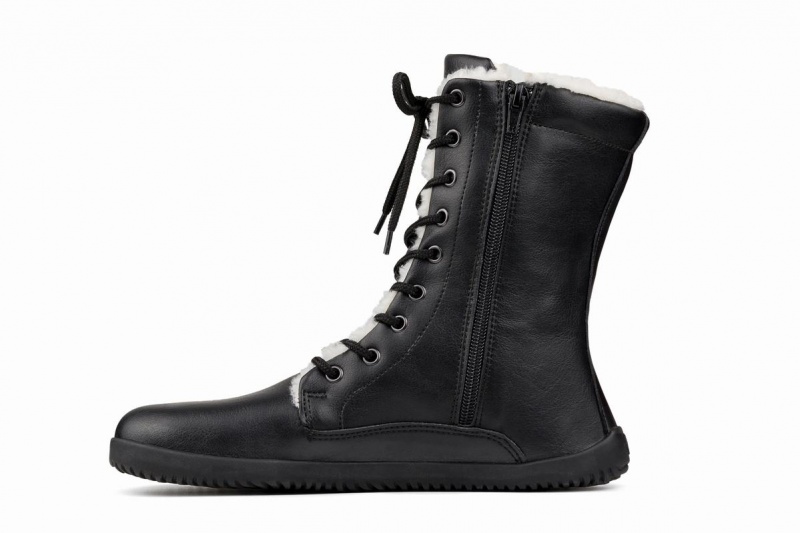 Black Ahinsa Jaya Zip-up Barefoot Women's Winter Boots | DSE8249CN