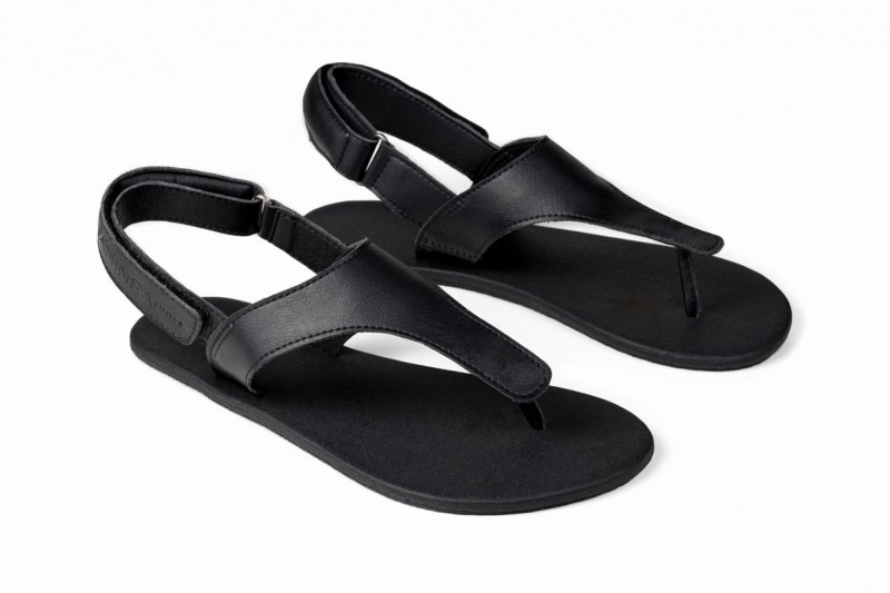 Black Ahinsa Simple Barefoot Men's Sandals | KAN46MZ