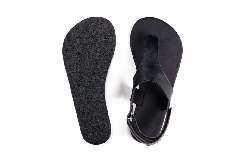 Black Ahinsa Simple Barefoot Men's Sandals | KAN46MZ