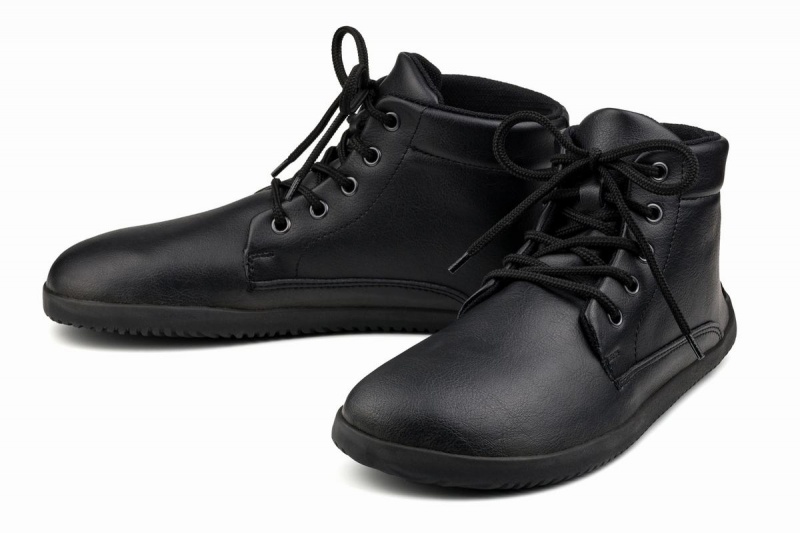 Black Ahinsa Sundara Barefoot Men's Ankle Boots | YHZ4293YH