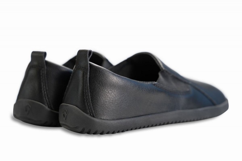 Black Ahinsa Vegan Leather Barefoot Men's Slip On Sneakers | QUC2545IZ