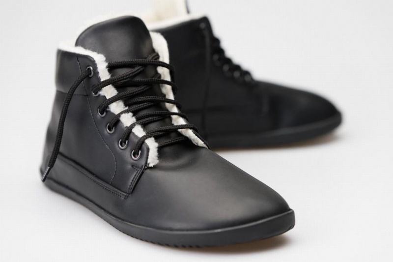 Black Ahinsa Winter Barefoot Men's Ankle Boots | IAF2867MY