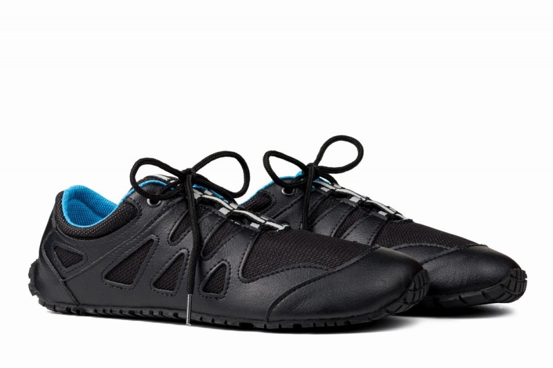 Black Blue Ahinsa Chitra Run Barefoot Men's Running Shoes | PVB8584PJ