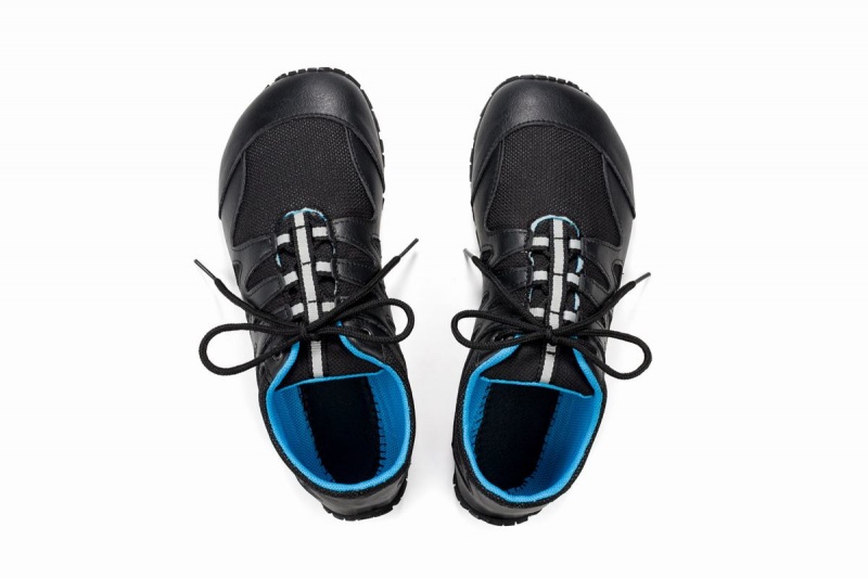 Black Blue Ahinsa Chitra Run Barefoot Men's Running Shoes | PVB8584PJ