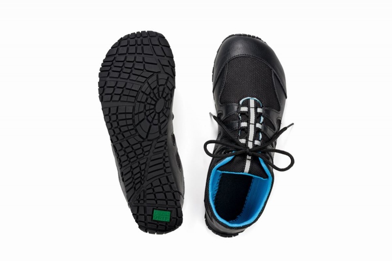 Black Blue Ahinsa Chitra Run Barefoot Men's Running Shoes | PVB8584PJ