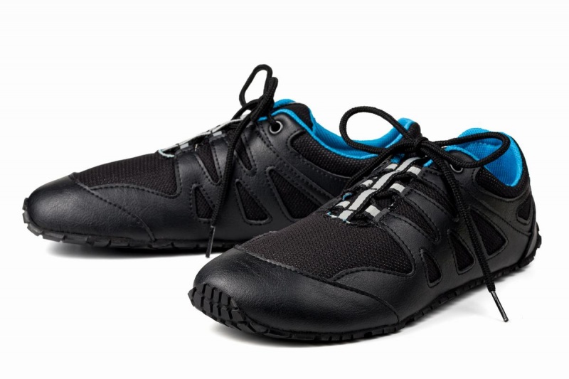 Black Blue Ahinsa Chitra Run Barefoot Men's Running Shoes | PVB8584PJ