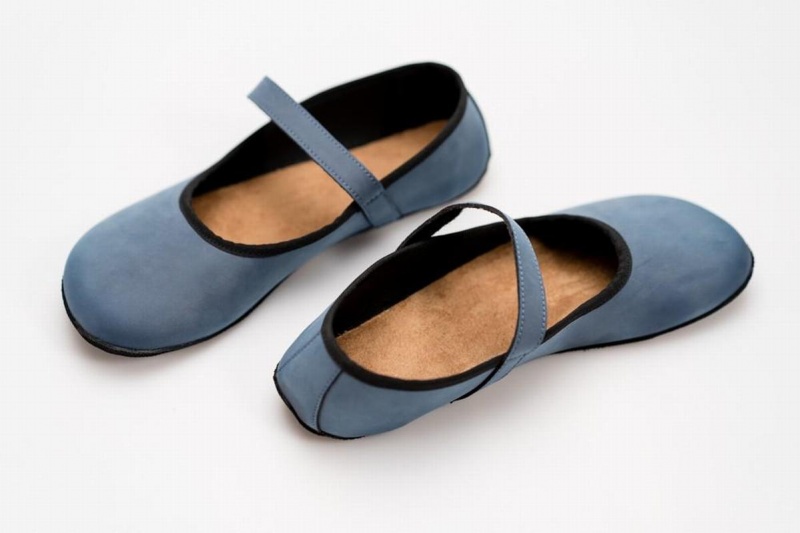 Blue Ahinsa Ananda Nubuck Barefoot Women's Ballet Flats | PLZ6757OQ