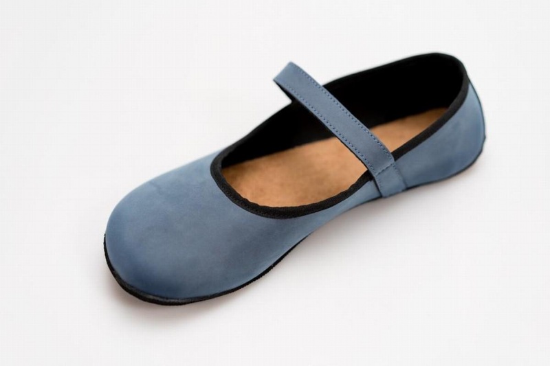 Blue Ahinsa Ananda Nubuck Barefoot Women's Ballet Flats | PLZ6757OQ