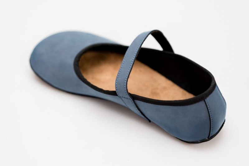 Blue Ahinsa Ananda Nubuck Barefoot Women's Ballet Flats | PLZ6757OQ