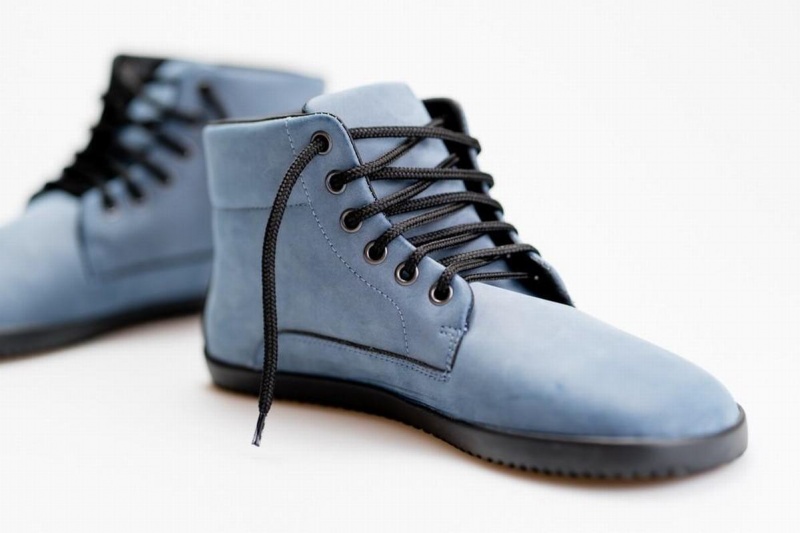 Blue Ahinsa Sundara Nubuck Barefoot Men's Ankle Boots | OXL423HY