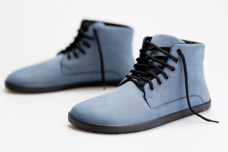 Blue Ahinsa Sundara Nubuck Barefoot Men's Ankle Boots | OXL423HY