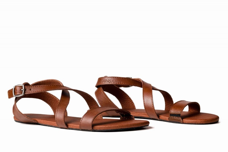 Brown Ahinsa Hava Barefoot Women's Sandals | IPM3460SL