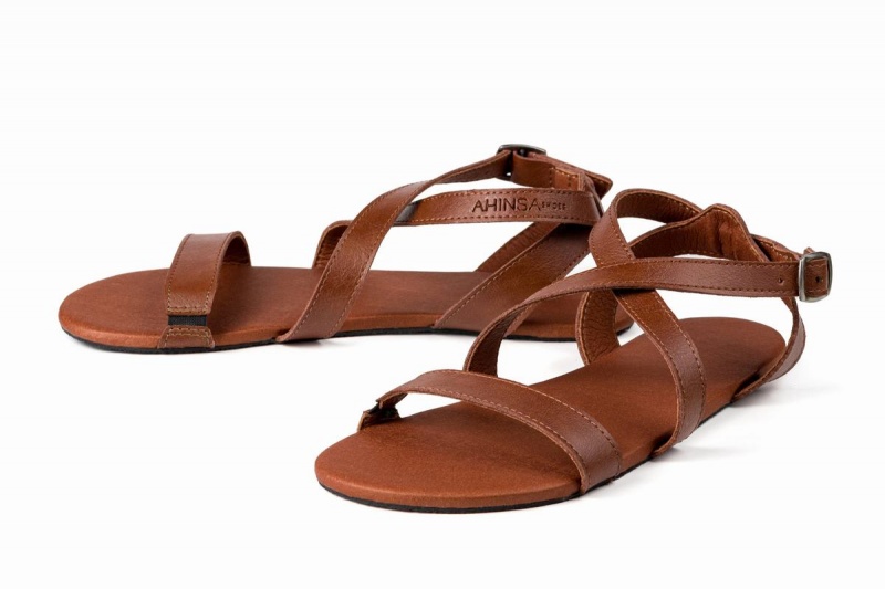 Brown Ahinsa Hava Barefoot Women's Sandals | IPM3460SL