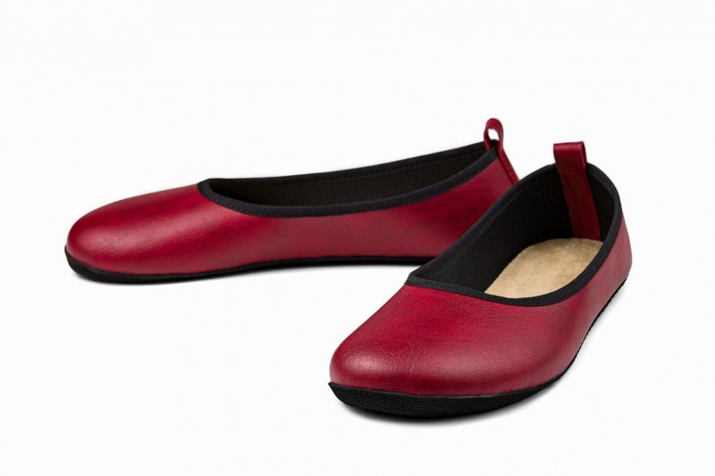 Burgundy Ahinsa Ananda Narrow Barefoot Women's Ballet Flats | WIP15NF