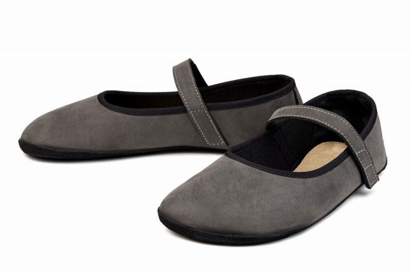 Grey Ahinsa Ananda Nubuck Barefoot Women's Ballet Flats | LIZ10071WF