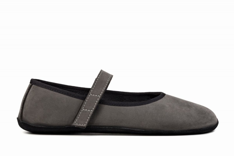 Grey Ahinsa Ananda Nubuck Barefoot Women\'s Ballet Flats | LIZ10071WF