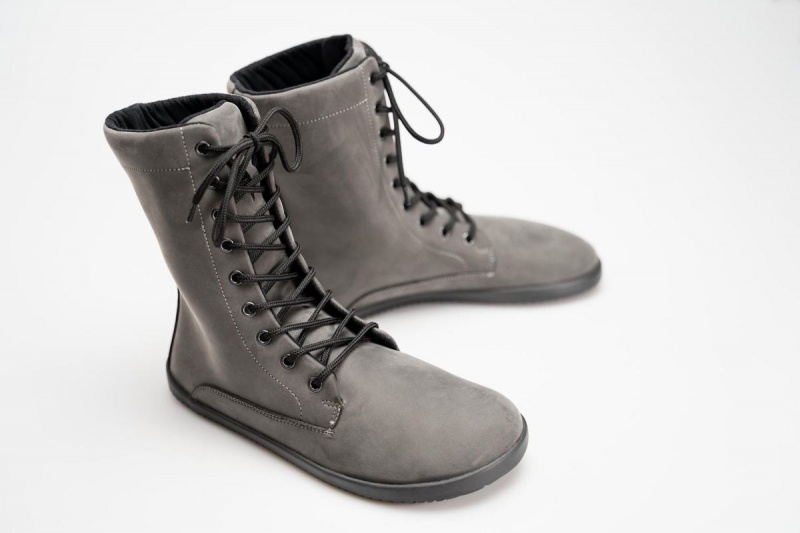 Grey Ahinsa Jaya Nubuck Barefoot Women's Winter Boots | PLZ5550GX